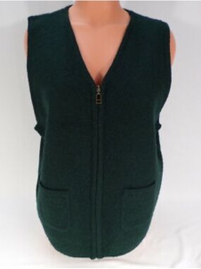 Vintage Sagg Harbor Women's Dark Green Zip Front Sweater Vest